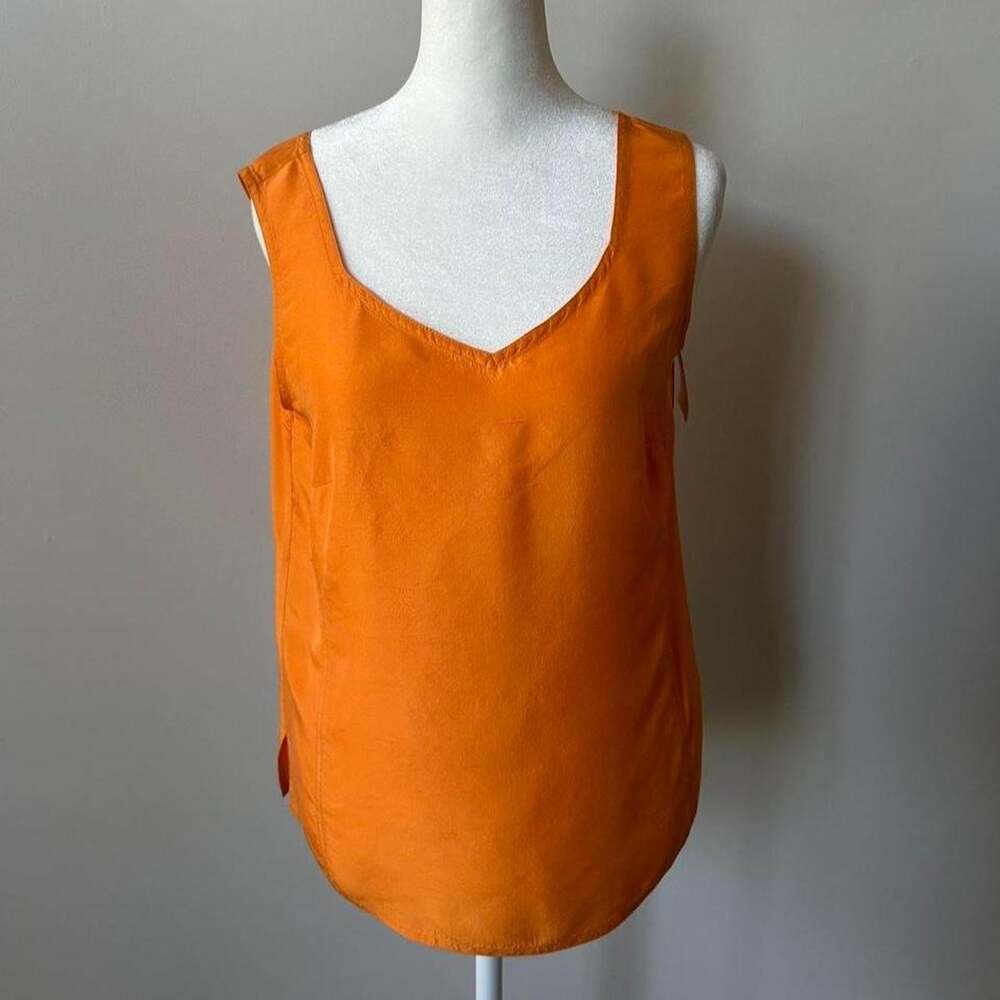 Orange silk tank top with